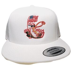 Hotdog Golfer Mesh Snapback Embroidered Flat Bill Trucker Hat Cap
